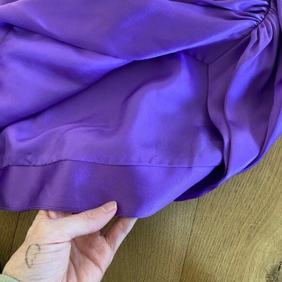 The Sei Asymmetrical Plunge Silk Mini Dress in Purple - Picture 5 of 9